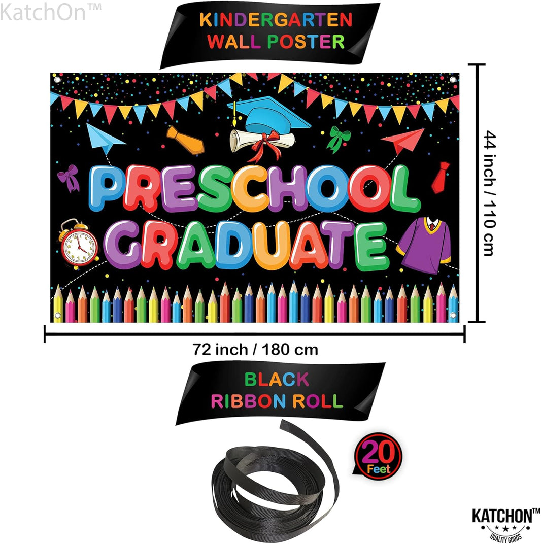 KatchOn, Large Preschool Graduation Backdrop - 72x44 Inch | Preschool Graduation Banner for Preschool Graduation Decorations Class of 2026 | Prek Graduation Backdrop for Graduation Decorations 2026
