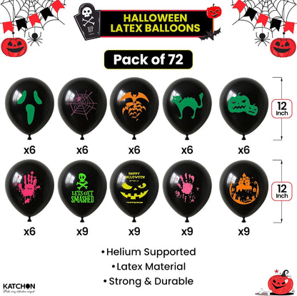 KatchOn Black Halloween Balloons 12 inch, Pack of 72