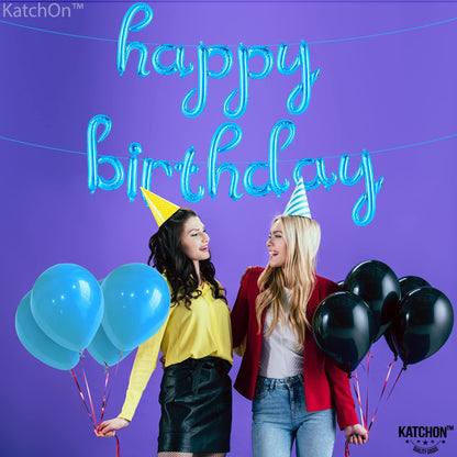KatchOn, Blue Happy Birthday Balloon Banner - 16 Inch Happy Birthday Cursive Sign, Blue happy Birthday Banner, blue birthday Decorations | birthday Balloon for Birthday Party Supplies