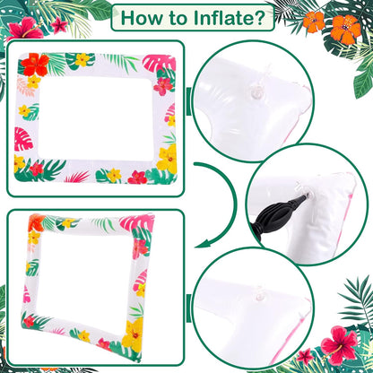 KatchOn, Luau Photo Booth Frame - 28x23 Inch | Luau Party Decorations | Inflatable Selfie Frame, Luau Decorations | Tropical Party Decoration, Pool Party Decoration, Photobooth Frame