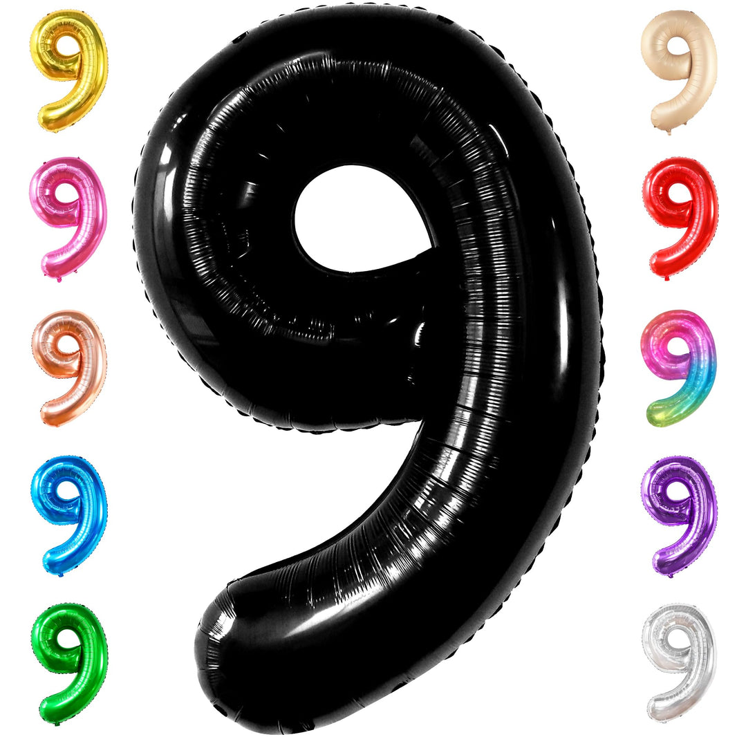 KatchOn, Giant Black Number 9 Balloon - 40 Inch | Foil 9 Birthday Balloon for 9th Birthday Decorations | 9th Anniversary Decoration | Black Party Decoration