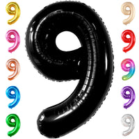 KatchOn, Giant Black Number 9 Balloon - 40 Inch | Foil 9 Birthday Balloon for 9th Birthday Decorations | 9th Anniversary Decoration | Black Party Decoration