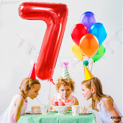 KatchOn, Giant Red Number 7 Balloon - 40 Inch | 7th Birthday Balloon for 7th Birthday Decorations | 7 Balloon number for Birthday | Seven Number | Number Balloons for Anniversary Decorations