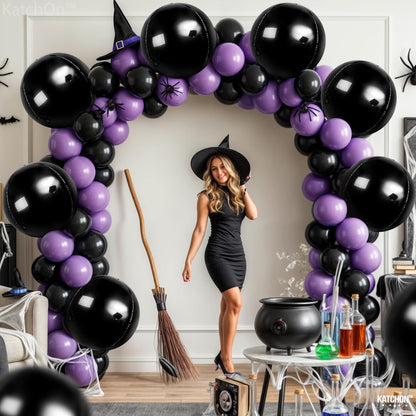 KatchOn, Huge Black Foil Balloons - 22 Inch, Pack of 12 | Round 4D Balloon | Black Party Decorations | Mylar Balloons For Birthday, Bachelorette | Halloween Decor Indoor | New Year Decorations 2026