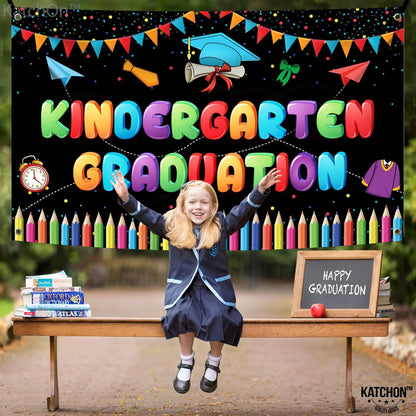 KatchOn, Kindergarten Graduation Backdrop - 72x44 Inch, Kindergarten Graduation Banner for Kindergarten Graduation Decorations 2026 | Kinder Graduation Backdrop, Graduation Decorations 2026