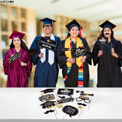 KatchOn, Graduation Photo Booth Props 2026 - Pack of 22 | Black and Gold Graduation Photo Props | Graduation Decorations 2026, Graduation Props For Congrats Grad Decorations, Class Of 2026 Decorations