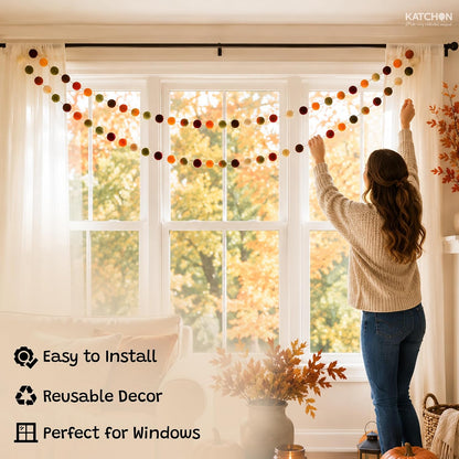 KatchOn, Pom Pom Garland - Pack of 3 for Fall Decorations, Fall Decor