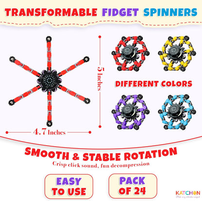 KatchOn, Transformable Fidget Spinners - Pack of 24 | Fidget Toys Bulk, Treasure Box Toys for Classroom | Robot Fidget Spinners for Kids 8-12, christmas gifts for kids, boys | Goodie Bag Stuffers