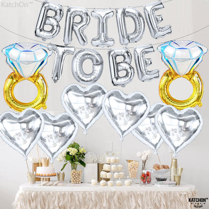 KatchOn Silver Bride To Be Balloons Set - Pack of 17 | Bachelorette Party Decorations Silver | Bride Balloons, Bridal Shower Decorations | Bridal Shower Sign