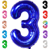 KatchOn, Giant Royal Blue Number 3 Balloon - 40 Inch | Navy Blue 3 Balloon Number | Construction Balloons 3rd Birthday Decorations for Boys | Anniversary Decorations