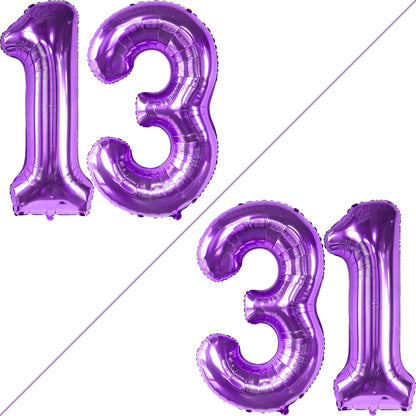 Purple Number 13 Foil Balloon - US