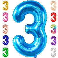 KatchOn, Giant Blue Number 3 Balloon - 40 Inch | Baby Shark Birthday Decorations Girls and Boys| Number Three Balloons for Under The Sea Party Decoration | Blue 3 Balloon, 3rd Anniversary Decorations