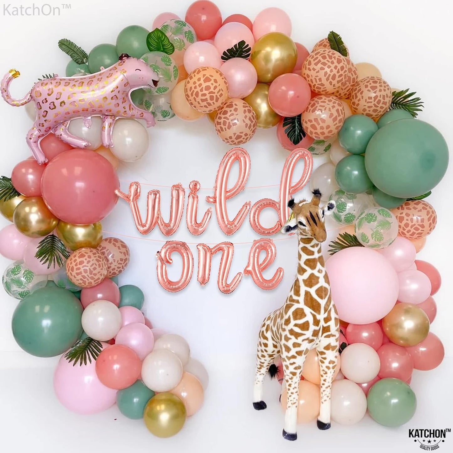 KatchOn, Rose Gold Wild One Balloons - 16 Inch | Wild One Balloon Rose Gold for Wild One Birthday Decorations Girl | Rose Gold First Birthday Decorations | Wild One Flowers First Birthday Balloon