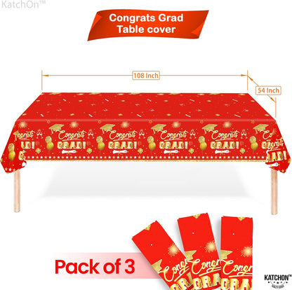 KatchOn, Red and Gold Grad Tablecloth - XtraLarge 54x108 Inch, Pack of 3 | Congrats Grad Tablecloth | Red and Gold Graduation Decorations 2026 | 2026 Graduation Table Decorations