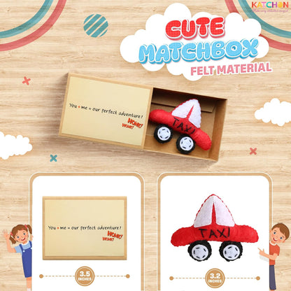 KatchOn Handmade Mini Matchbox Gift With Cute Taxi Charm | Valentines Gifts for Him, Her Birthday Gifts for Boyfriend | Anniversary, Romantic Gift for Couples, Girlfriend, Wife | Unique Taxi Charm for Men