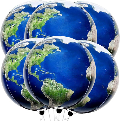 KatchOn, Large Earth Balloons Set - 22 Inch, 6 Pieces | 360 Degree 4D World Balloons, Travel Themed Party Decorations | Globe, Planet Balloon for Classroom Decorations | Earth Day Decoration