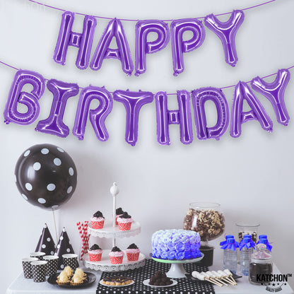 KatchOn, Purple Happy Birthday Balloons - 16 Inch, Helium Supported | Foil Happy Birthday Balloons for Purple Birthday Decorations | Happy Bday Balloon Banner | Unicorn Birthday Decorations