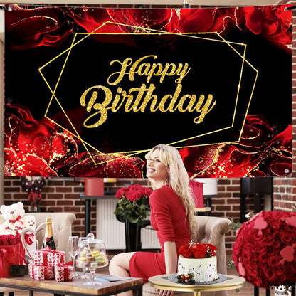 KatchOn, Red and Black Happy Birthday Banner - XtraLarge 72x44 Inch | Red and Black Birthday Decorations | Happy Birthday Wall Banner for Black and Red Birthday Decor | Red and Black Party Decorations