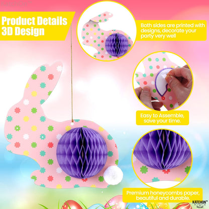 KatchOn, Easter Bunny Paper Centerpiece - Pack of 8 | Easter Honeycomb Centerpieces | Easter Hanging Decorations, Hanging Bunny Party Decorations | Bunny Decorations, Easter Decorations for Classroom