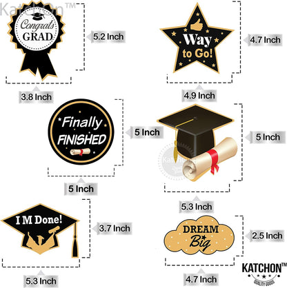 KatchOn, Black and Gold Graduation Party Decorations 2026 - Pack of 19 | Graduation Hanging Swirls for Grad Party | Congrats Grad Banner | Grad Banner for 2026 Graduation Decorations