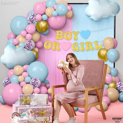 KatchOn, Gender Reveal Balloon Arch Kit - Pack of 70 | Pink and Blue Balloons,Boy or Girl Sign, Baby Balloons | Boy or Girl Gender Reveal Decorations | Baby Shower Decorations | Pink and Blue Decor