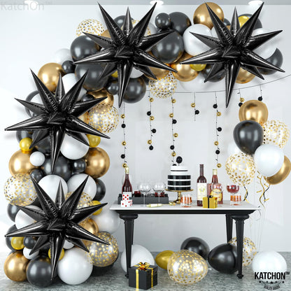 KatchOn, Large Black Star Balloons - 20 Inch, Pack Of 50 | Starburst For Black Birthday Decorations | Spooky, Halloween Balloons For Halloween Decorations Indoor | Emo Party Decoration