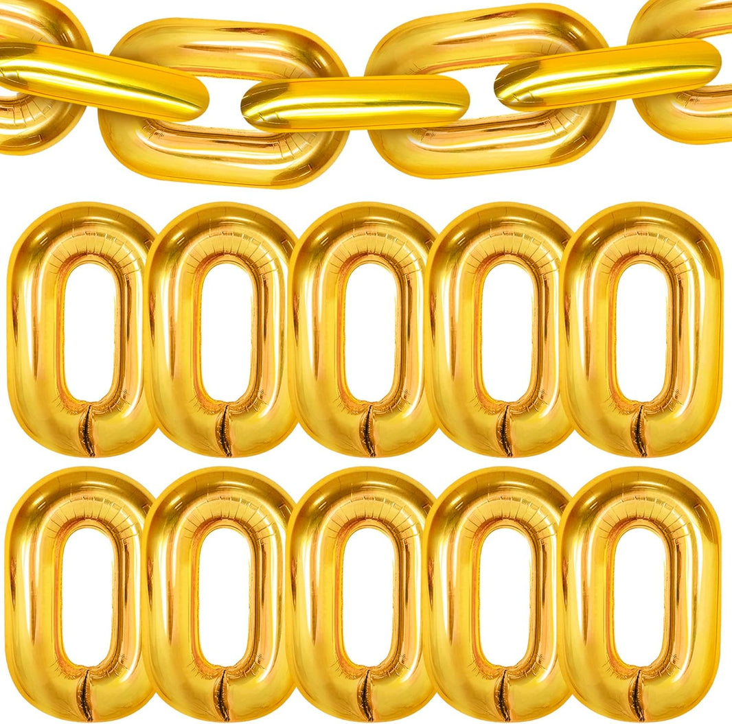 KatchOn, Big Gold Chain Balloons Garland - 16 Inch, Pack of 30 | Gold Chain Link Balloons for 90s Party Decorations | Hip Hop Party Decorations | Chain Balloons Gold for Buchona Party Decorations