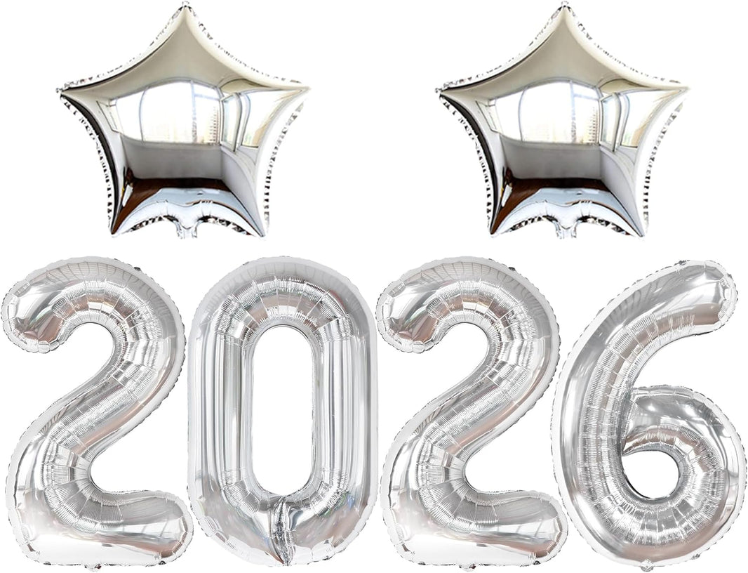 Katchon, Giant 2026 Balloons silver - 40 Inch | 2026 Graduation Decorations, Star Foil Balloons for Grad Party Decoration 2026, Graduation Decor, Graduation Balloons, Graduation Party Decorations 2026