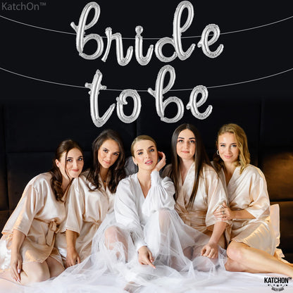 KatchOn, Silver Bride To Be Balloons Script - 16 Inch | Bride To Be Sign for Bachelorette Party Decorations | bride Balloons, Bridal Shower Decorations | bachelorette Party