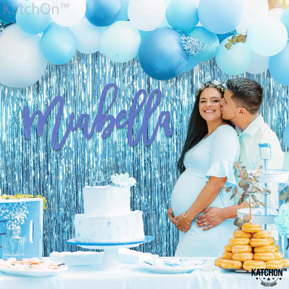 KatchOn, Xtralarge Blue Foil Fringe - 6.4x8 Feet, Pack of 2 | Mermaid Birthday Decorations, Under The Sea Party Decorations | Ocean Birthday Decoration Ocean Backdrop | Baby Shark Birthday Decorations