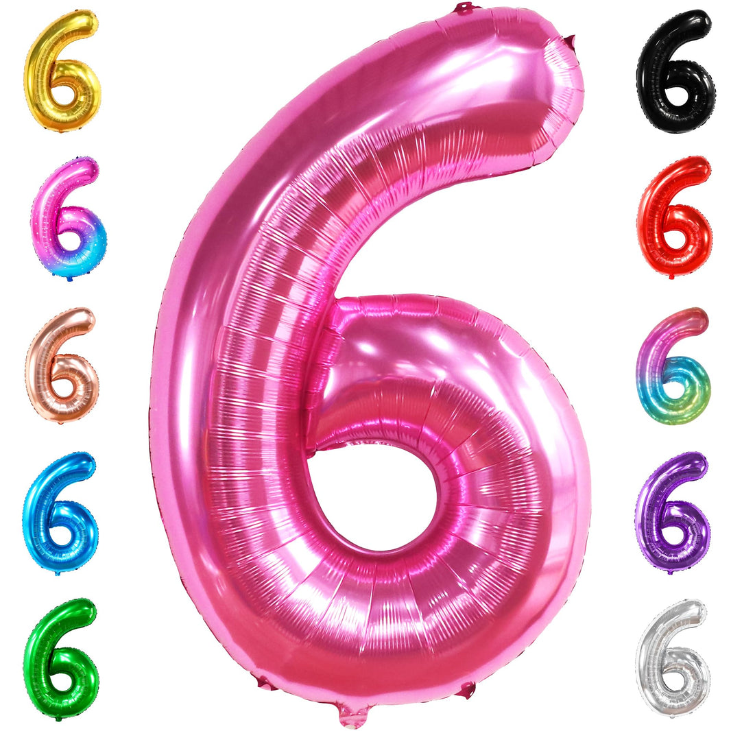 KatchOn, Giant Hot Pink Number 6 Balloon - 40 Inch | 6th Birthday Decorations for Girls | Pink Birthday Decor | 6 Balloon Number for Happy Anniversary Decorations