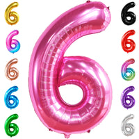 KatchOn, Giant Hot Pink Number 6 Balloon - 40 Inch | 6th Birthday Decorations for Girls | Pink Birthday Decor | 6 Balloon Number for Happy Anniversary Decorations