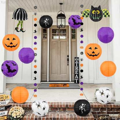 KatchOn Halloween Hanging Paper Lanterns Set, Pack of 15