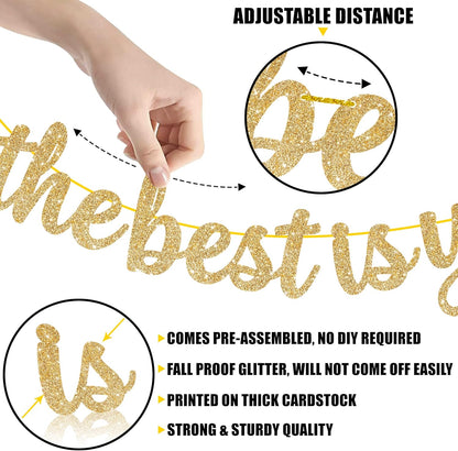 KatchOn Glitter The Best is Yet to Come Banner - 10 Feet, No DIY | Gold Congratulations Banner, 2026 Graduation Decorations | Congratulations Decorations for Gold Graduation Decorations 2026