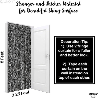 KatchOn, XtraLarge Wave Black Backdrop Curtain - 3.2x6.5 Feet, Pack of 2 | Black Streamers Party Decorations | Black Birthday Decorations, Black Backdrop for Parties | Graduation Decorations 2024