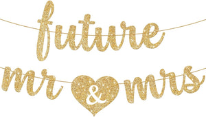 katchon gold glitter future mr mrs banner 10 feet pre strung no diy future mr and mrs banner engagement party decorations bachelorette party decorations bridal shower decorations