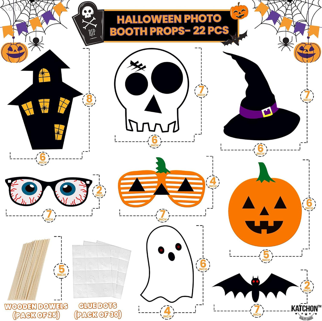 KatchOn Scary Halloween Photo Booth Props, Pack of 22