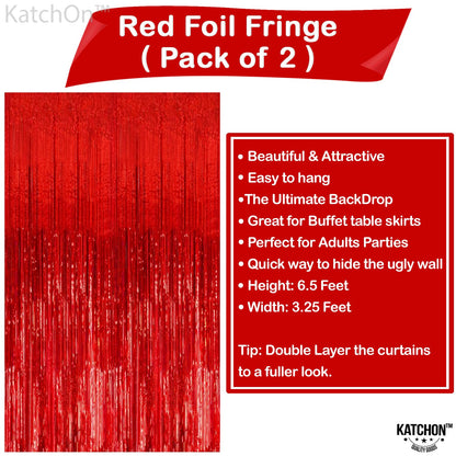 KatchOn, Large Red Streamers for Red Party Decoration - Pack of 2 | Fringe Backdrop for Merry Christmas Decorations | Carnival, Casino Theme Party Decorations | Birthday, New Years Decorations 2026