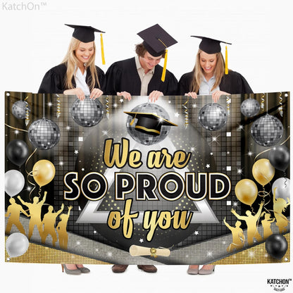 KatchOn, We are So Proud of You Banner - XtraLarge, 72x44 Inch | Disco Graduation Banner for Class of 2026 Graduation Decorations 2026 Congratulations Decorations Proud of You Decor