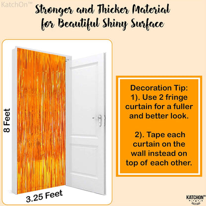 KatchOn XtraLarge Orange Fringe Backdrop - 6.4x8 Feet, Pack of 2 | Orange Backdrop for Orange Party Decorations | Orange Streamers for Basketball Party Decorations | Orange Birthday Decorations