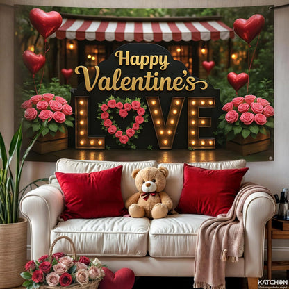 KatchOn, Happy Valentines Day Backdrop - XtraLarge, 72x44 Inch | Love Valentines Banner for Valentine Day Decorations | Valentines Decorations | Valentine Backdrop, Valentines Décor