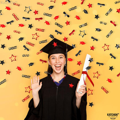 KatchOn, Graduation Confetti 2024 - Pack of 1300 | Grad Confetti 2024, Red and Black Graduation Decorations Class of 2024 | Graduation Centerpieces for Tables 2024 | Graduation Party Decorations 2024