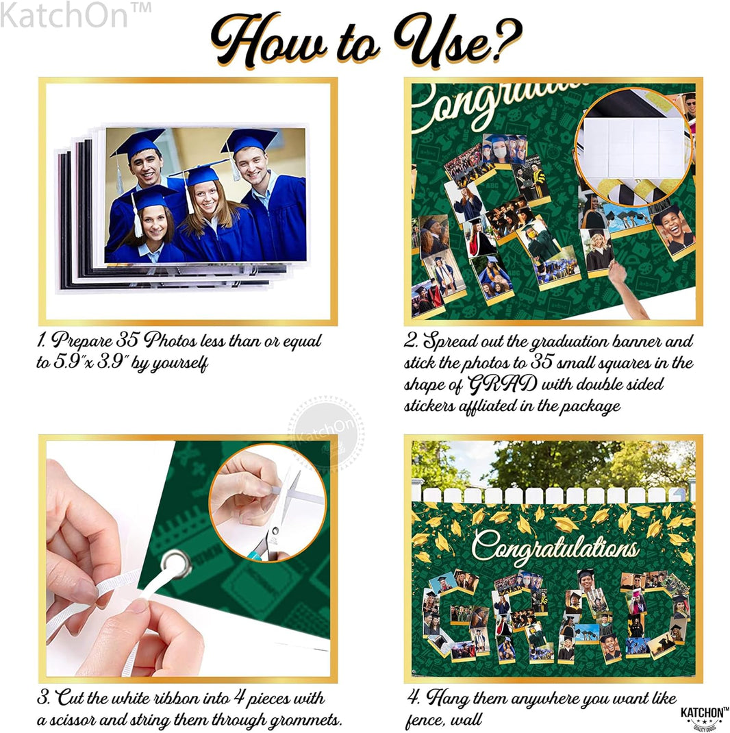 KatchOn, Congratulations Graduation Photo Banner - 72x44 Inch | Personalized Graduation Banner, Graduation Decorations Class of 2026 | Green Graduation Backdrop for 2026 Graduation Decorations 2026