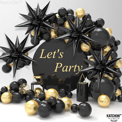 KatchOn, Large Black Star Balloons - 20 Inch, Pack Of 50 | Starburst For Black Birthday Decorations | Spooky, Halloween Balloons For Halloween Decorations Indoor | Emo Party Decoration