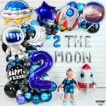 Huge, 2nd Two The Moon Balloons - 40 Inch | Two The Moon Birthday Decorations boy | Galaxy Birthday Party Decorations | Galaxy Balloons, Outer Space Birthday Decorations | Space Themed Party Supplies