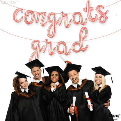 Graduation decorations 2026 | Rose Gold Congratulations Balloons - 16 Inch | Script Congrats Grad Balloons for Graduation Decorations Class of 2026 | Grad party decor, KatchOn