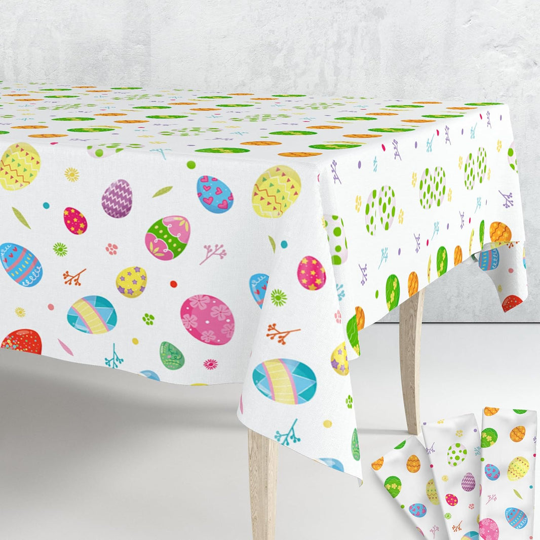 katchon happy easter tablecloth rectangle 108x54 inch pack of 3 colorful eggs happy easter decor for home spring table cloth for party decorations rectangle easter table decorations