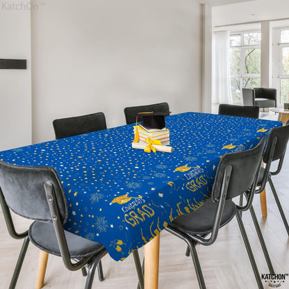 KatchOn Blue and Yellow Tablecloth - 108x54 Inch, Pack of 3 | Blue and Yellow Graduation Decorations, Congrats Grad Tablecloth for Graduation Decorations 2026 | 2026 Graduation Decoration
