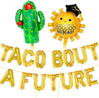 KatchOn, Taco Bout A Future Balloons Set - Pack of 17 | Taco Sun & Cactus Foil Balloon For Graduation Decorations 2026 | Taco Bout A Future Graduation Balloons Banner For Grad Party