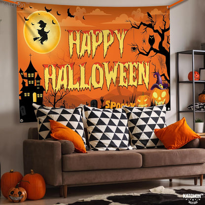 KatchOn Spooky Happy Halloween Banner 72x44 Inch